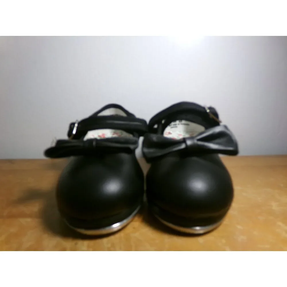 Pre-Owned Dance Tap Shoes Capezio 3800 9M Little Kids Black Mary Jane Leather E